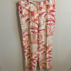 Chico's Coral & Peach floral line pants size 3 (xl) wide leg